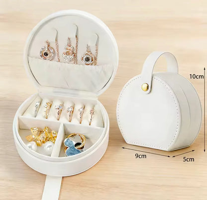 Noor Posh Round Luxury Velvet Travel Jewelry Box & Organizer