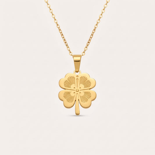 NoorPosh.pk Golden Clover Luxury Pendant Necklace