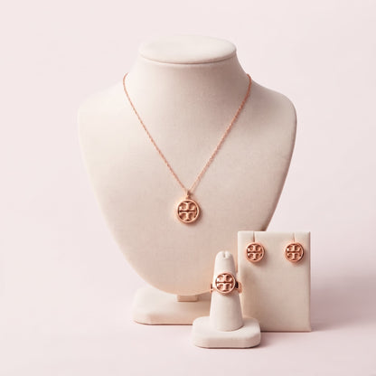 Anti-Tarnish Gold Circular Monogram 4-Piece Jewellery Set – noorposh.pk