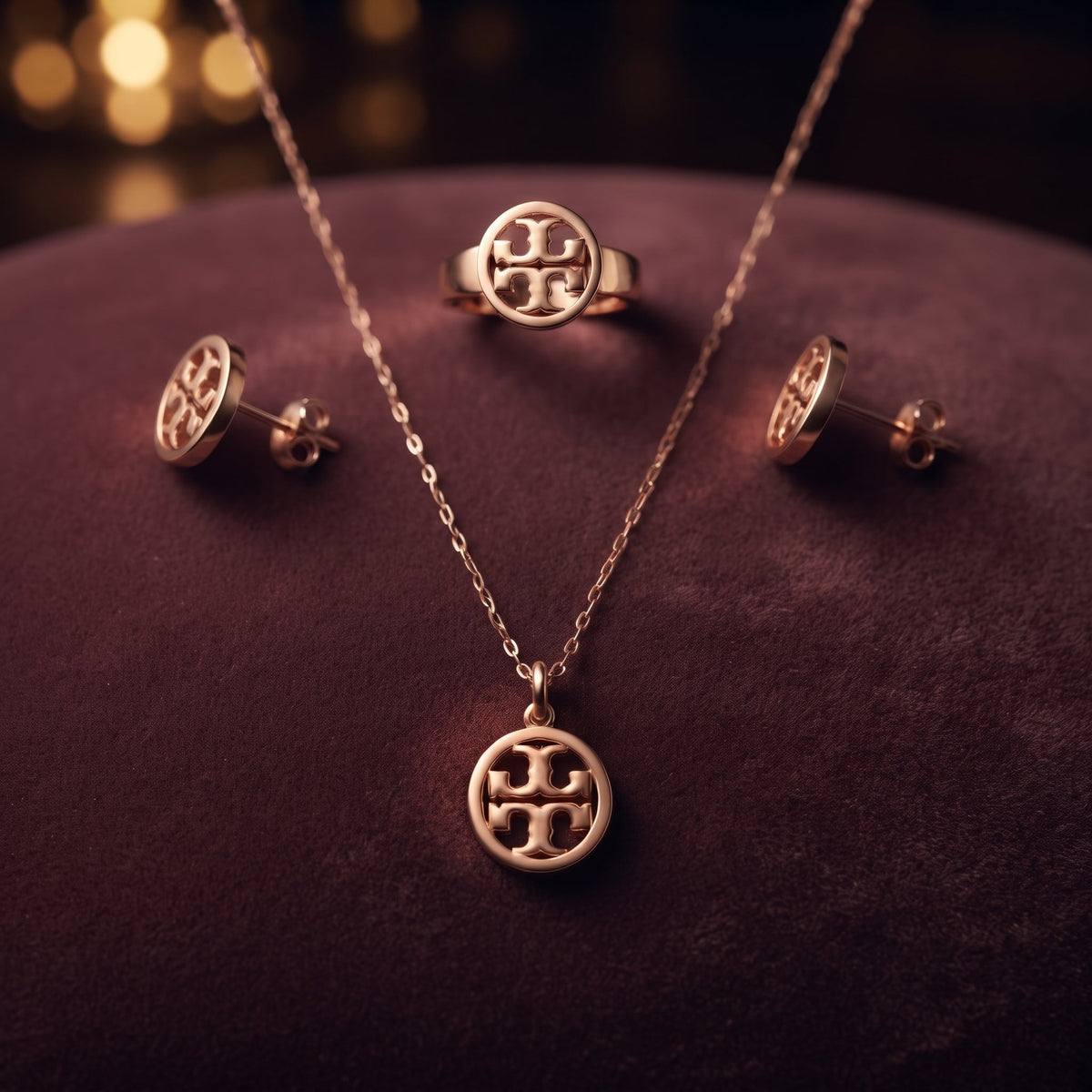 Anti-Tarnish Gold Circular Monogram 4-Piece Jewellery Set – noorposh.pk