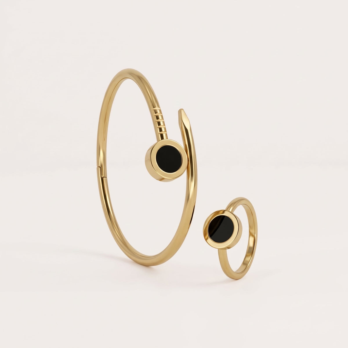 Gold Nail Bangle & Ring Set, noorposh.pk