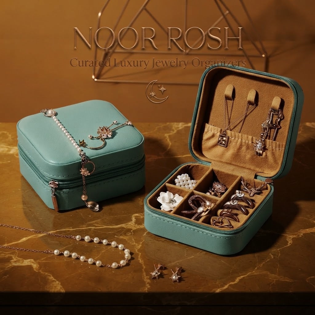 Noor Posh Luxury Velvet Travel Jewelry Box & Organizer