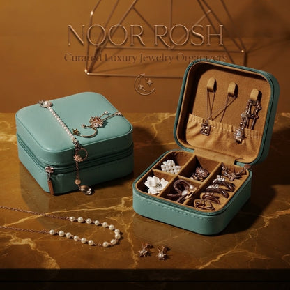 Noor Posh Luxury Velvet Travel Jewelry Box & Organizer